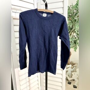 EUC Navy Boys long sleeve Waffle Knit T-Shirt Y2K Made in the USA Size Large